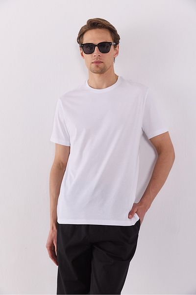 VENA Danny Zero Collar Cotton Basic T-Shirt - White