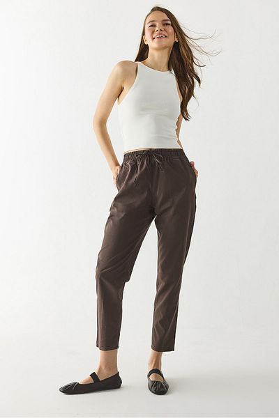VENA Alian Elastic Waist Sulfur Striped Trousers - Tree Bark Striped