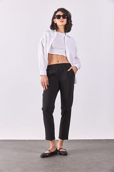 VENA Alian Smart Trousers with Elastic Waist - Black