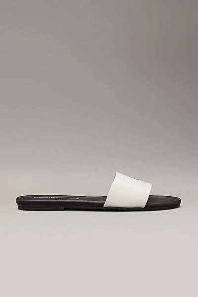 Calvin Klein Kadın Beyaz - Kahverengi Düz Sandalet