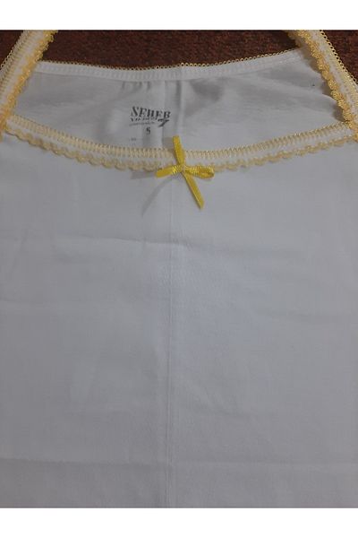 Butik White 100% Cotton Collar Yellow Carved Female Child Tank Top