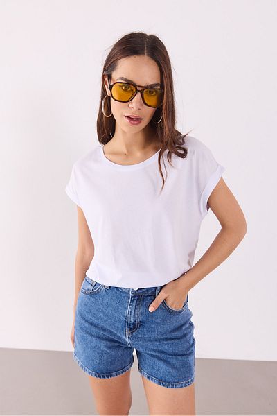 VENA Tricou de bază Cindy Crew Neck (Modal) - Alb