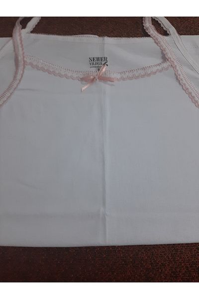 Butik White 100% Cotton Collar Oyalı Female Child Undershirt