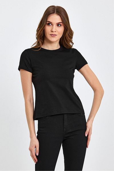VENA Tricou de bază Rachel Crew Neck Slim Fit - Negru