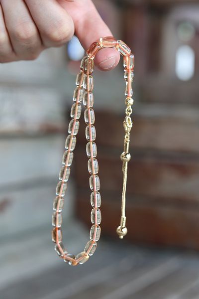 ARURTAKI Men's Gift 33 Transparent Fire Amber Tasseled Rosary