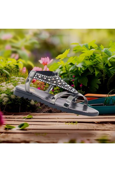 Behtah Kundura Platinum Elastic Summer Stone Women's Slippers Sandals Comfortable Light Sole