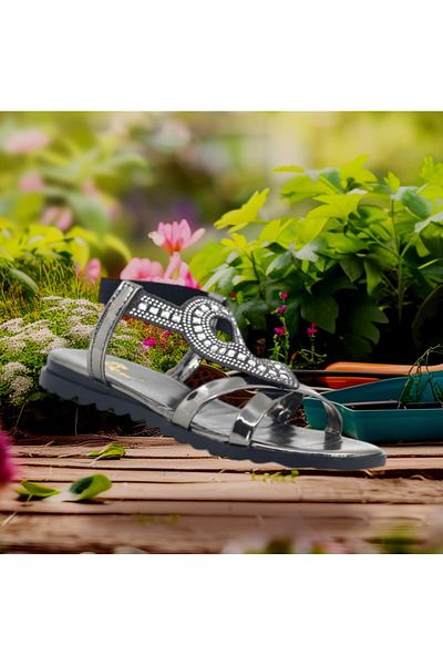 Behtah Kundura Platinum Elastic Summer Stone Women's Slippers Sandals Comfortable Light Sole