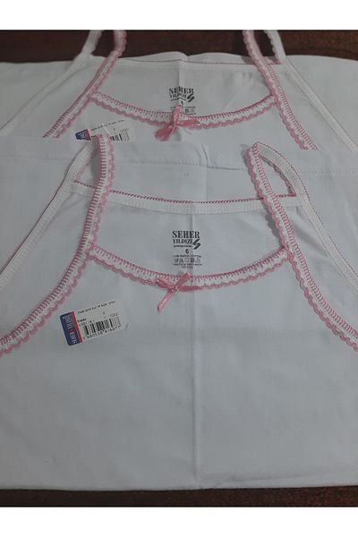 Butik White 100% Cotton Collar Pink Embroidered 2-Pack Girls' Undershirt