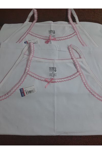 Butik White 100% Cotton Collar Pink Embroidered 2-Pack Girls' Undershirt