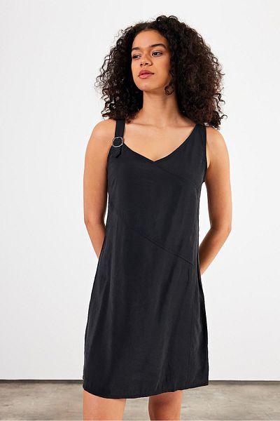 VENA Angelica Soft Textured Regular Fit Φόρεμα Cupro - Μαύρο