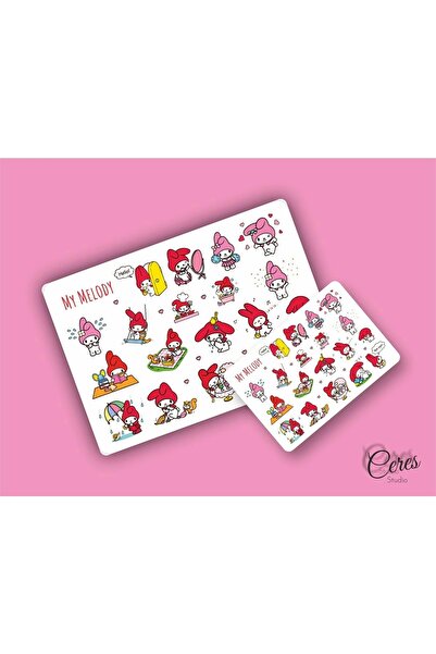 Ceres Studio My Melody Sanrio Hello Kitty Sticker Etiket 2 Sayfa 40 Etiket