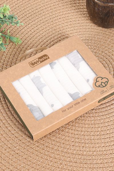 VaVbaby Set of 7 Baby Mouth Wipes – 100% Cotton, Soft and Absorbent Fat Elephant