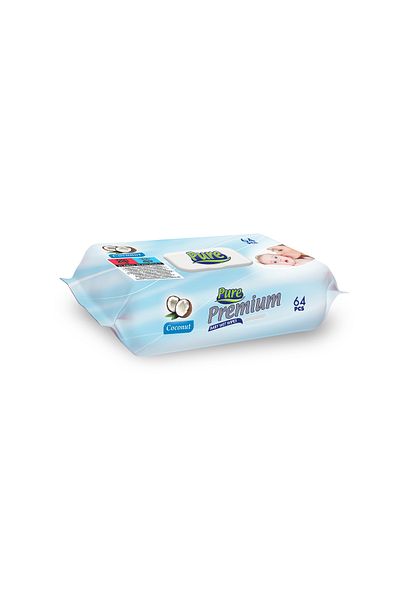 Pure Set șervețele umede premium, 12 pachete x 64 buc.
