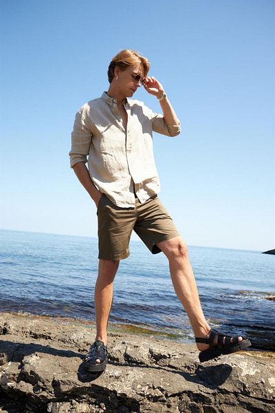 VENA Σορτς Alfred Beli Elastic Waist Gabardine - Χακί
