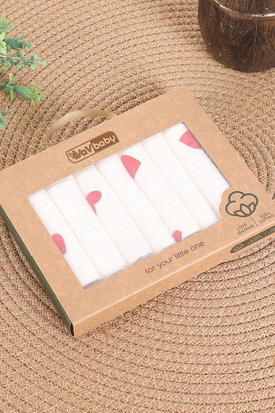 VaVbaby Set of 7 Baby Mouth Wipes – 100% Cotton, Soft and Absorbent Big Heart