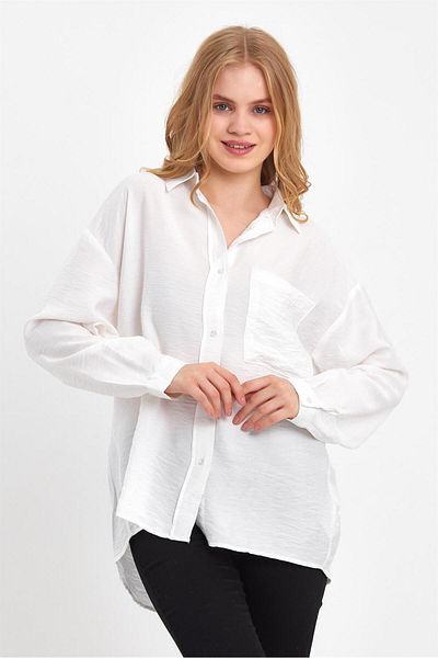 VENA Tina Oversize Crinkle πουκάμισο - Λευκό