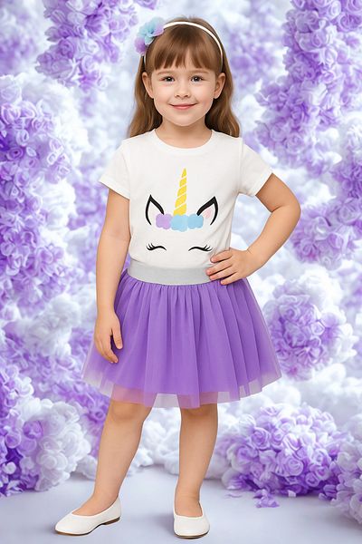 META MODA Set dublu tutu cu unicorn pentru fete