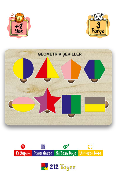 212toyzz Ahşap Puzzle Alfabe Set 3'ü 1 Arada Alfabe-geometri-sayılar Sök-tak