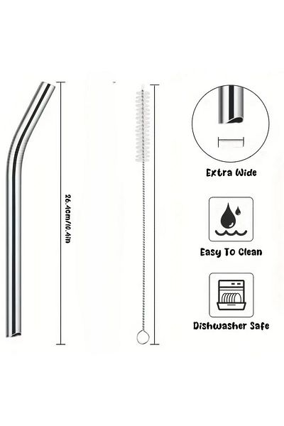 Heredot Mithra Life Set of 2 Stainless Steel Straws and Cleaning Brush - Mit1116