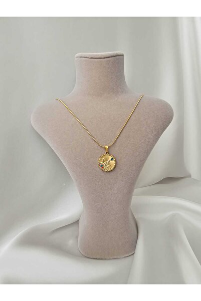 Zivazer Store kadın çelik güneş detaylı minimal altın renkli kolye