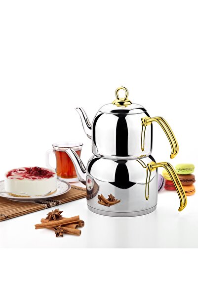 Özkent Stainless Steel K-305 Mini Size Gold Teapot Set
