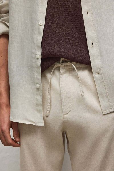 H&M Regular Fit Linen-blend Trousers