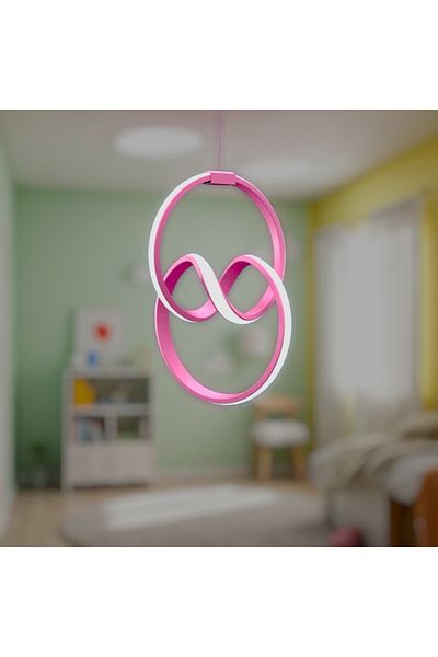 Ece Aydınlatma Orko Pink Case, Led Chandelier for Children's Room with White Led Lights