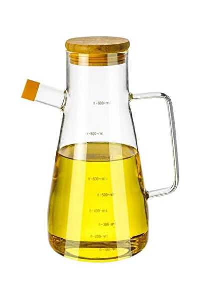 Heredot وعاء زيت زجاج بوروسيليكات بغطاء من الخيزران 900 مل MIT1070