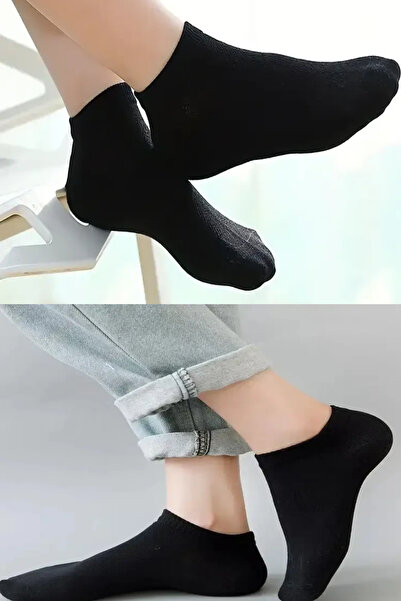 Esinti 10'lu Ekonomik Paket Beyaz Siyah Kadın Erkek Unisex Spor Patik Çorap