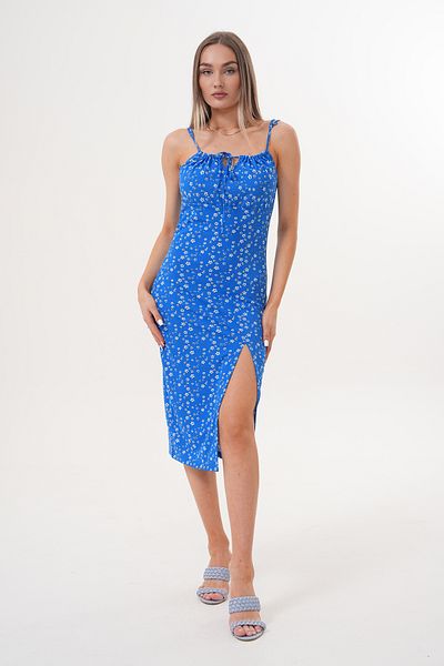 Bliss Rochie de vară tricotată cu flori albastre pentru femei