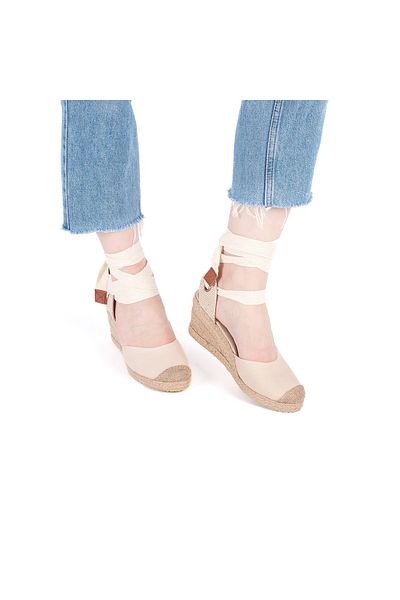 Star Tombis Real Handmade Drawstring Espadrille Wedge Heel Linen Espadrille Handmade