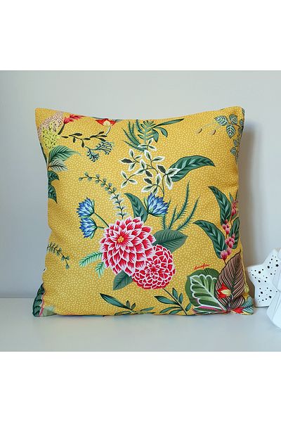 decofav Yellow Background Botanical Floral Throw Pillow Case - 43X43 Cm, Hidden Zipper