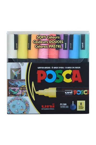Uni Posca Water Based Marker Set 8 Soft Colors 1.8 2.5mm Pc5M