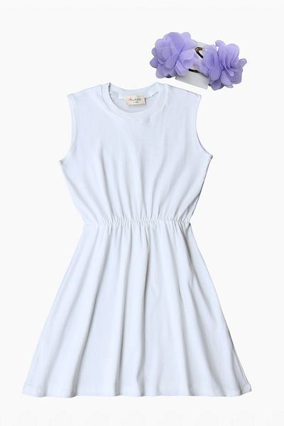 Parla Kids 0001 - Κοριτσίστικο Κρεμ Φόρεμα Λιλά Σετ αγκράφα