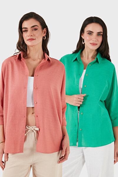 SD LUXURY Cotton Blend Oversize Fit Long Sleeve 2 Pack Shirt Shirt 6781001S2