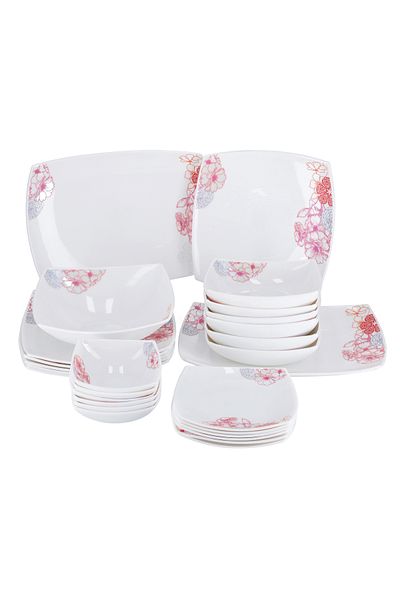 ROYALFORD 27pc Opal Ware Dinner Set Rf9754 Dishwasher Oven And Freezer Friendly Assorted Design Sets