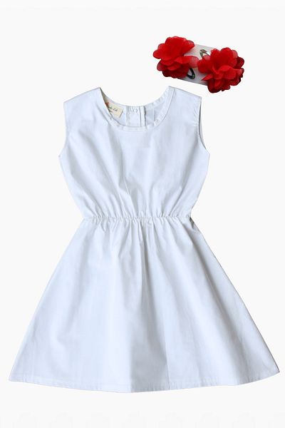 Parla Kids 0008 - Set rochie crem cu cataramă roșie