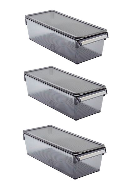 Prima Nova 360*150*100mm Transparent Black Lid Refrigerator - 3-Piece Closet Organizer Storage Set