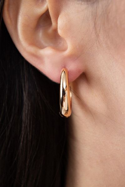 Elika Silver Rose Gold Women's Hoop Model Earrings