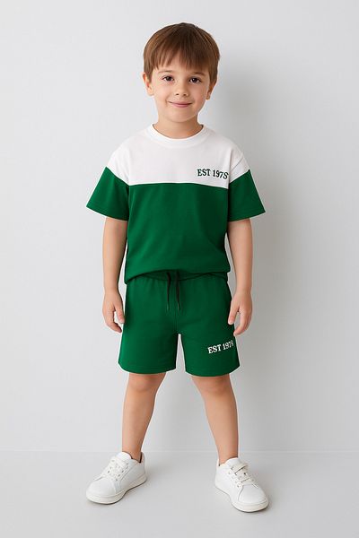 2kids2mom La'Ciel Paris Atlanta City Written Green-White T-Shirt and Shorts Set (5-14 Years)