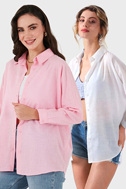 SD LUXURY Cotton Blend Oversize Fit Long Sleeve 2 Pack Shirt Shirt 6781001S2