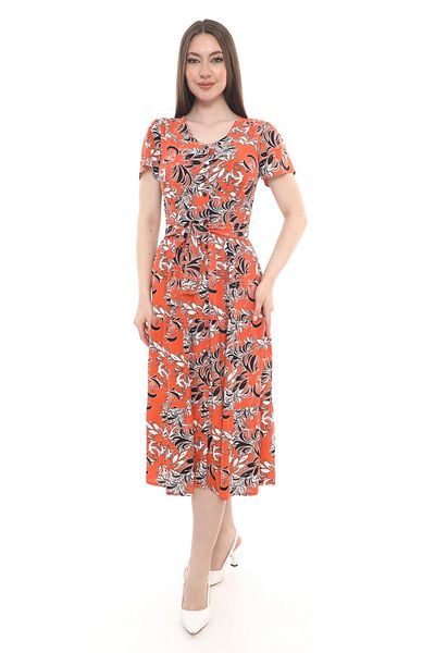 etselements Crew Neck Button Belted Dress 407