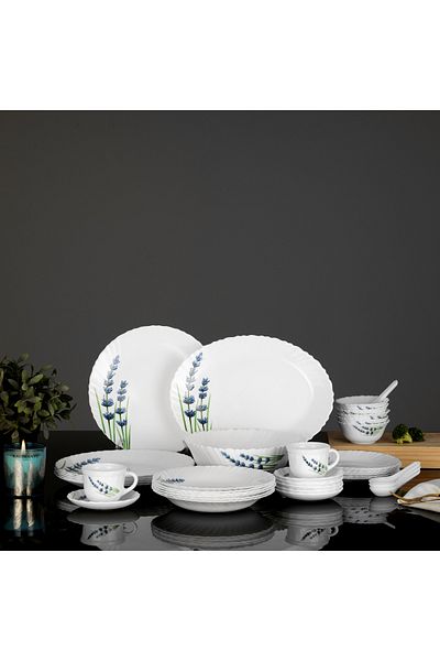 ROYALFORD 44pcs Opalware Dinner Set Elegant Floral Design Dishwasher Safe Freezer Safe Opal Dishes