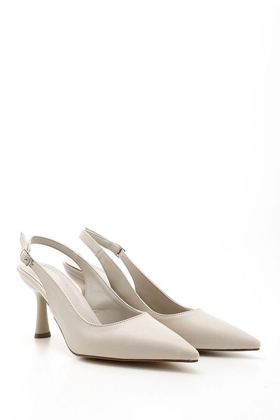 GÖNDERİ(R) Women / Girls Cream Pointed Toe Goblet Heel Slingback Shoes