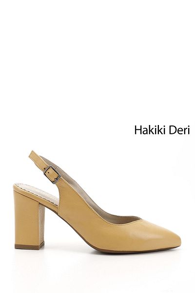 GÖNDERİ(R) Women/Girls Mustard High Thick Heeled Open Back Genuine Leather Shoes