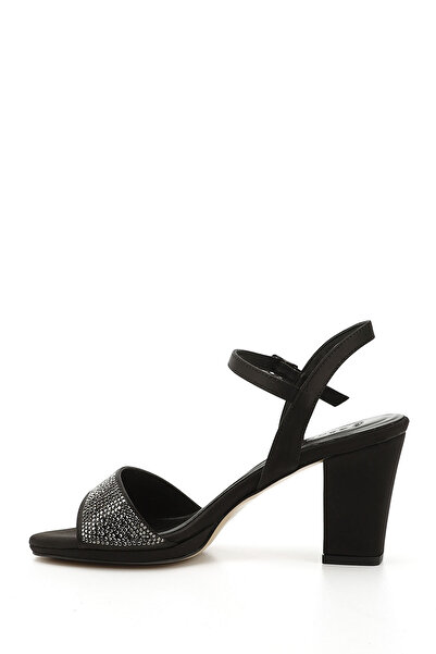 GÖNDERİ(R) Women's Black Stone Ankle Strap Platform Heeled Sandals