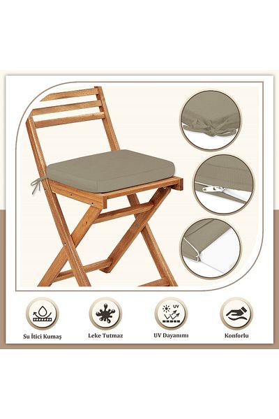 Evim Canvas Single Mink Liquid Proof Stain Resistant Zippered Lace Chair Cushion 40 X 40 cm