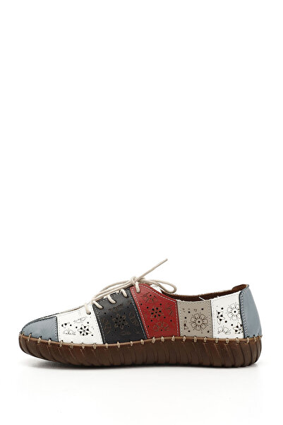 GÖNDERİ(R) Női/lány fehér fűzős valódi bőr komfortcipő