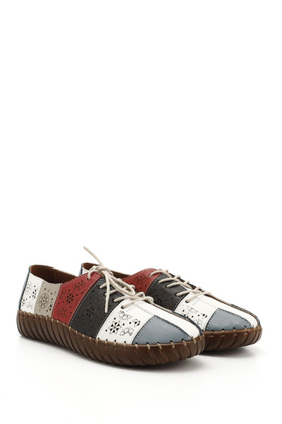 GÖNDERİ(R) Női/lány fehér fűzős valódi bőr komfortcipő