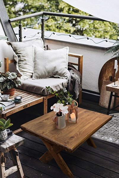 Grootland Orta Sehpa Ahşap Bahçe / Balkon Masası 73x50cm